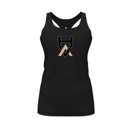 [CUS-DFW-RCBK-PER-BLK-FYS-LOGO1] Racerback Tank Top (Female Youth S, Black, Logo 1)