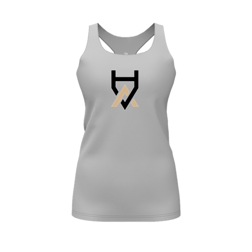 [CUS-DFW-RCBK-PER-GRY-FYS-LOGO1] Racerback Tank Top (Female Youth S, Gray, Logo 1)
