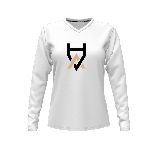 [FTLVPTWH-FYXS-LOGO1] Decker Performance T-Shirt (Female Youth XS, White, V Neck, Logo 1, Long Sleeve)
