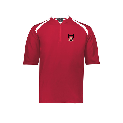 [229581-AS-RED-LOGO1] Men's Dugout Short Sleeve Pullover (Adult S, Red, Logo 1)