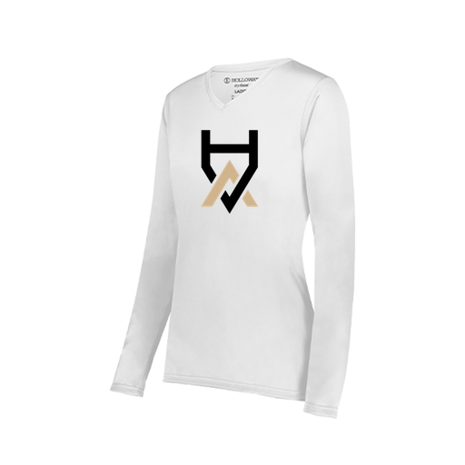 [222824.005.S-LOGO1] Ladies LS Smooth Sport Shirt (Female Adult S, White, Logo 1)