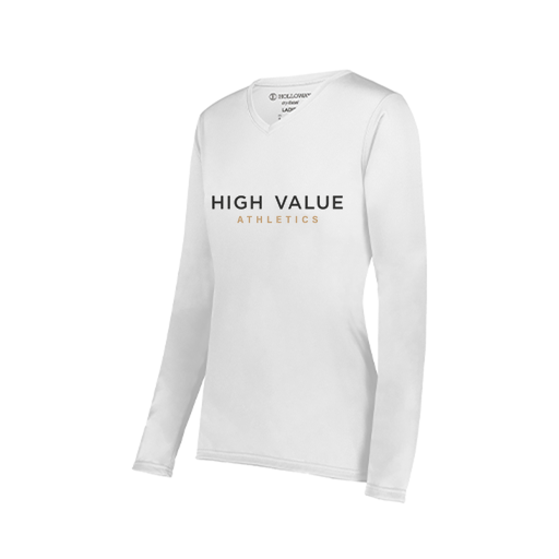 [222824.005.S-LOGO2] Ladies LS Smooth Sport Shirt (Female Adult S, White, Logo 2)
